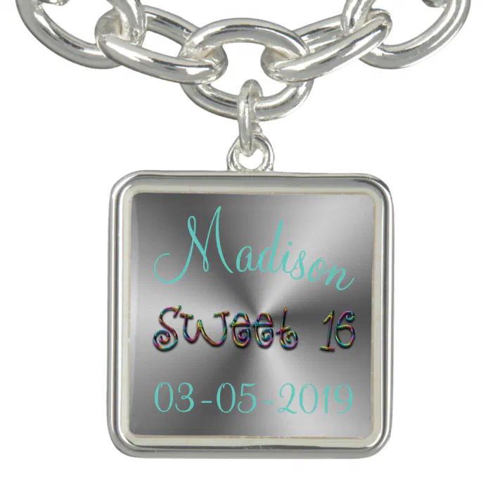 16th Birthday Bracelet Silver Plated Charm Bracelet 16th Charm Bracelet 16th Birthday Bracelet Silver Plated Charm Bracelet 16th Charm Bracelet