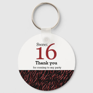 Sweet 16 red glitter keychain