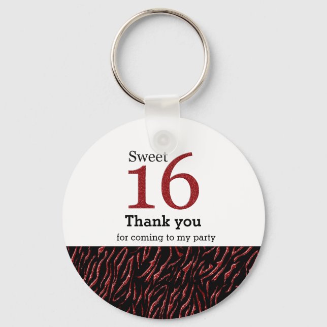 Sweet 16 red glitter keychain (Front)
