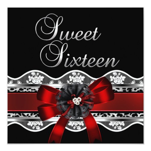 Red And Black Sweet 16 Invitations 6