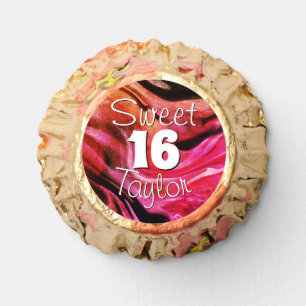 Sweet 16 Red & Orange Marble Personalized Reese's Peanut Butter Cups