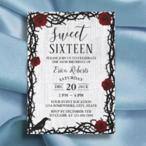 Sweet 16 Red Rose & Thorn Elegant Fairytale Rustic Invitation