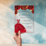 Sweet 16 red roses dress glitter clear acrylic invitations<br><div class="desc">For an elegant Sweet 16,  A clear,  transparent background. Decorated with red roses,  sparkles and a red dress.  Personalize and add your name and party details.</div>
