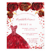 Sweet 16 red white dress budget invitation flyer (Front)