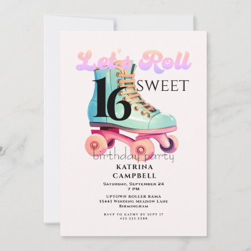 Sweet 16 Roller Skating Birthday Party Invitation