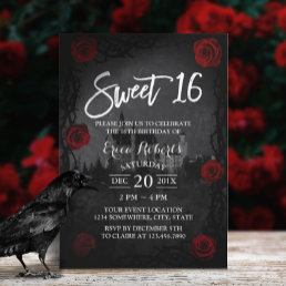 Sweet 16 Rose Flower &amp; Thorn Fairy Castle Dark Invitation