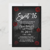 Sweet 16 Rose Flower & Thorn Fairy Castle Dark Invitation (Front)