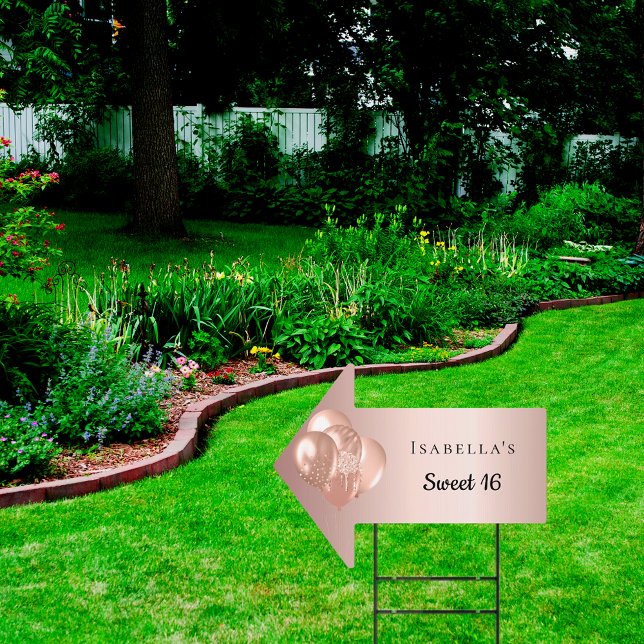 Sweet 16 rose gold balloons name arrow sign (Creator Uploaded)
