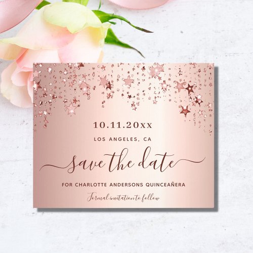 Sweet 16 rose gold blush budget Save the Date Flyer