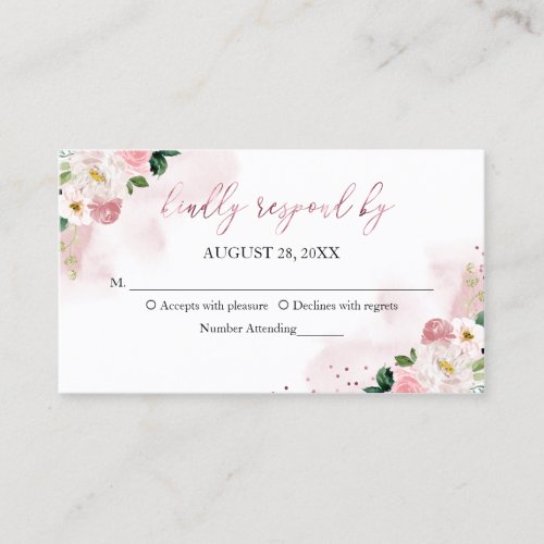 Sweet 16 Rose Gold Blush Floral RSVP Enclosure Business Card