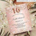 Sweet 16 rose gold blush glitter budget invitation flyer<br><div class="desc">Please note that this invitation is on flyer paper and very thin. Envelopes are not included. For thicker invitations (same design) please visit our store. For an elegant Sweet 16, 16th birthday party. A rose gold gradient background. Decorated with rose gold faux glitter dust. Personalize and add a name and...</div>