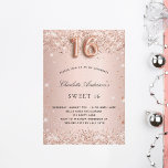 Sweet 16 rose gold blush glitter sparkles luxury invitation<br><div class="desc">For an elegant Sweet 16,  16th birthday party. A rose gold gradient background. Decorated with rose gold faux glitter dust.  Personalize and add a name and party details. The name is written with a hand lettered style script. Number 16 is written with a balloon style font.</div>