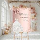 Sweet 16 rose gold dress white welcome poster | Zazzle Sweet 16 rose gold dress white welcome poster | Zazzle