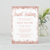 Sweet 16 Rose Gold Faux Glitter Birthday Party Invitation (Standing Front)