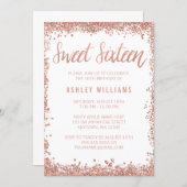 Sweet 16 Rose Gold Faux Glitter Birthday Party Invitation (Front/Back)