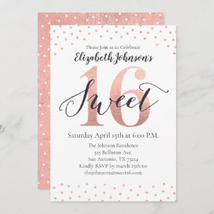 Sweet 16 Rose Gold Foil Birthday Invitation