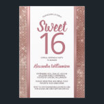 Sweet 16 Rose Gold Glam Chic Virtual 16th Birthday Invitation<br><div class="desc">This trendy and unique girly glam design features the words, "Please Join Us for a Sweet 16 Virtual Birthday Party to Honor" in rose gold blush pink and black in popular sans serif and script typography with a hand lettered look, followed by a customizable name and party details so that...</div>