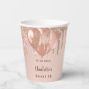 Sweet 16 rose gold glitter balloons 16th birthday paper cups