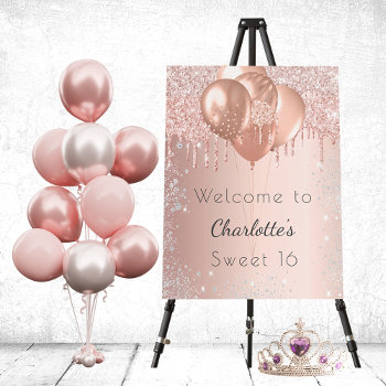 Sweet 16 Rose Gold Glitter Birthday Welcome Foam Board by Thunes at Zazzle