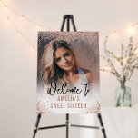 Sweet 16 Rose Gold Glitter Birthday Welcome Sign<br><div class="desc">Welcome your loved ones in style and celebrate your milestone with our Rose Gold Glitter Sweet 16 Welcome Poster. Whether it's a large-scale celebration or an intimate gathering, this birthday welcome sign is the ideal way to set the tone for your sweet sixteen event. Make your entrance unforgettable and let...</div>