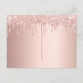 Sweet 16 rose gold glitter drips change the date postcard (Back)