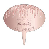 Sweet 16 Rose Gold Glitter Drips Glam Cake Topper | Zazzle