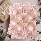 Rose gold glitter drips pink sparkle glam girly wrapping paper sheets