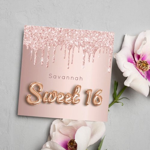 Sweet 16 rose gold glitter pink luxurious 16th