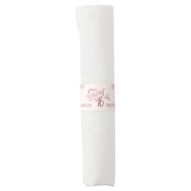 Sweet 16 Rose Gold Napkin Bands (Front)