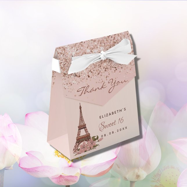 Sweet 16 rose gold Paris thank you Favor Boxes (Creator Uploaded)
