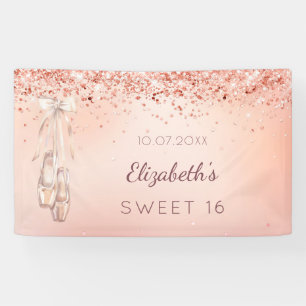 Sweet 16 rose gold pink ballerina shoes welcome banner
