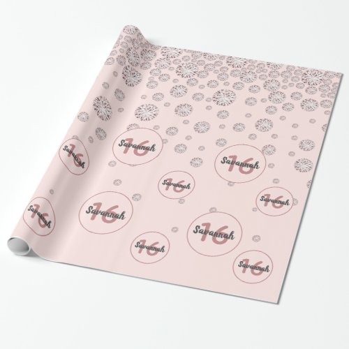 Sweet 16 rose gold pink diamonds wrapping paper
