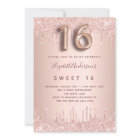 Sweet 16 rose gold pink drips