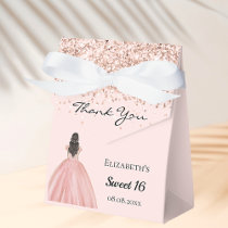 Sweet 16 rose gold princess dress favor boxes