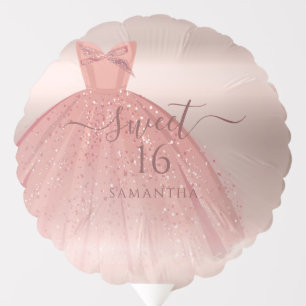 Sweet 16 Rose Gold Script Glam Birthday Balloon