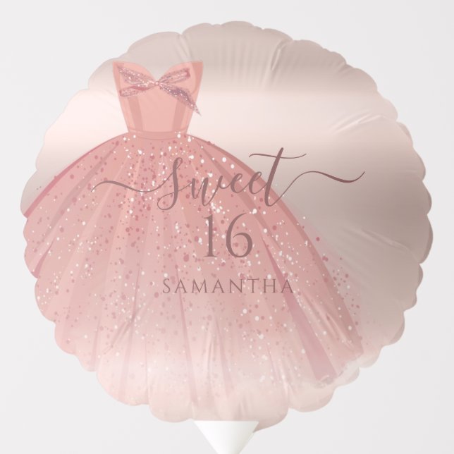 Sweet 16 Rose Gold Script Glam Birthday Balloon (Front)