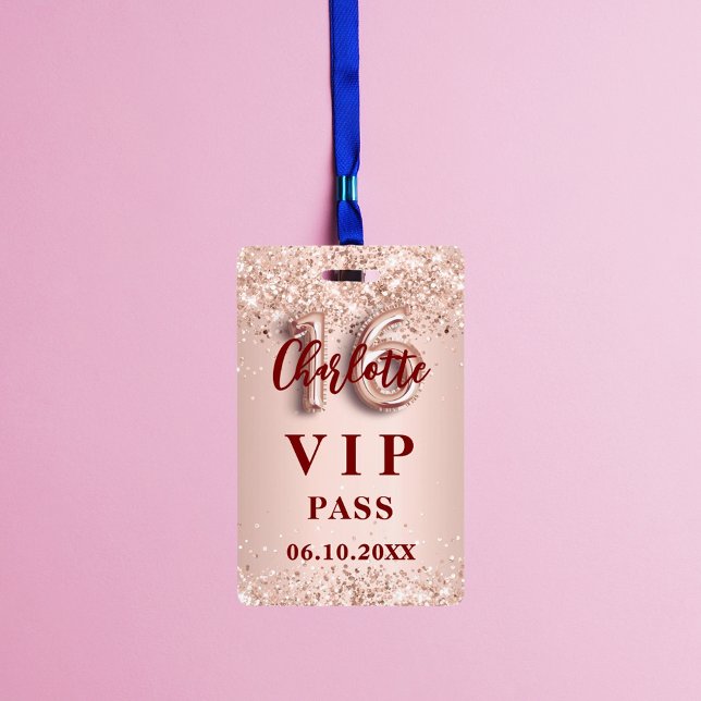 Sweet 16 rose gold vip party pass badge (Creator Uploaded)