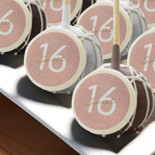 Sweet 16 Rose Gold White16th Birthday Handwriting Cake Pops