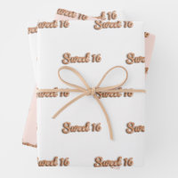 Sweet 16 rose gold glitter pink 16th birthday wrapping paper