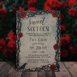 Sweet 16 Rose & Thorn Vintage Fairytale Birthday Invitation<br><div class="desc">Sweet 16 Red Rose & Thorn Vintage Fairytale Birthday Invitations.</div>
