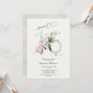 Sweet 16 Roses Grey Silver Romantic Invitation