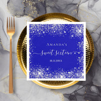 Sweet 16 royal blue silver glitter monogram
