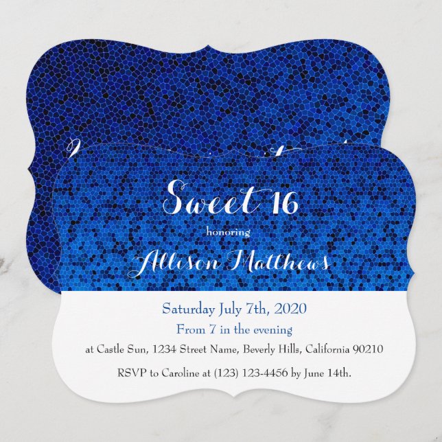 Sweet 16 Royal Blue Sparkle Invitation (Front/Back)