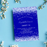 Sweet 16 royal blue white glamorous invitation<br><div class="desc">A modern,  stylish and glamorous invitation for a Sweet 16,  16th birthday party.  A royal blue background,  decorated with faux glitter sparkles.  Personalize and add your name and party details.</div>