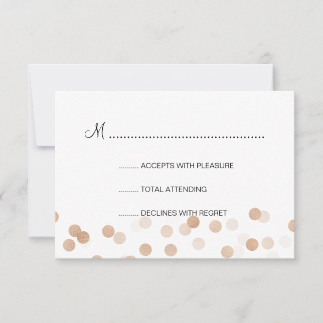 Sweet 16 RSVP Faux Copper Foil Glitter Lights Card (Front)