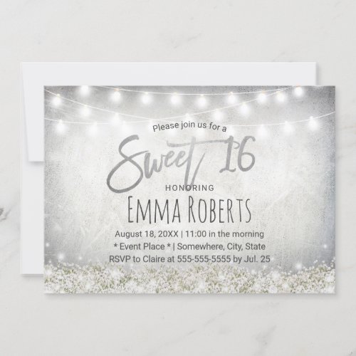 Sweet 16 Rustic Babys Breath Floral Birthday Invitation