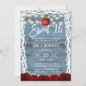 Sweet 16 Rustic Fairy Tale Snow White Dusty Blue Invitation (Front)