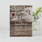 Sweet 16 Rustic Fairytale Barn Wood Birthday Party Invitation (Standing Front)