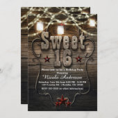 SWEET 16 Rustic Mason Jars Lights Birthday Party Invitation (Front/Back)