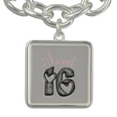  Sweet 16 cord bracelet, sweet 16 charm bracelet, adjustable  bracelet, charm bracelet, personalized bracelet, initial, monogram :  Handmade Products